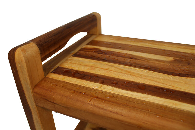 EcoDecors Eleganto EarthyTeak 20" Teak Bench, Shelf, LiftAide Arms