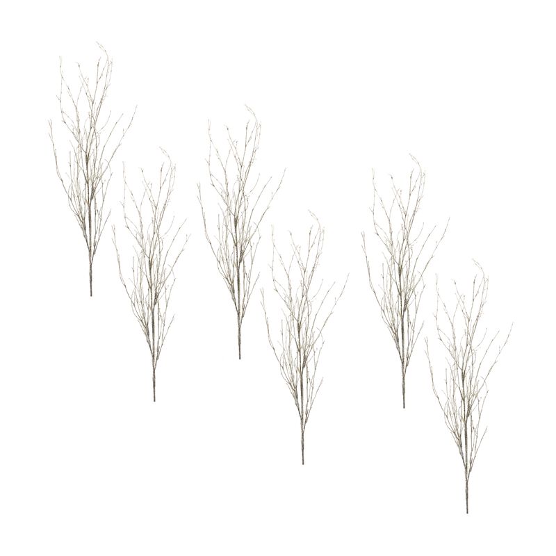Set of 6 Glittered Decorative Branches for Holiday, Seasonal, and Home Decor