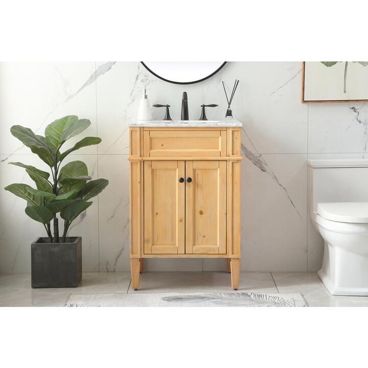 Elegant Kitchen and Bath 24 inch Single bathroom vanity in natural wood