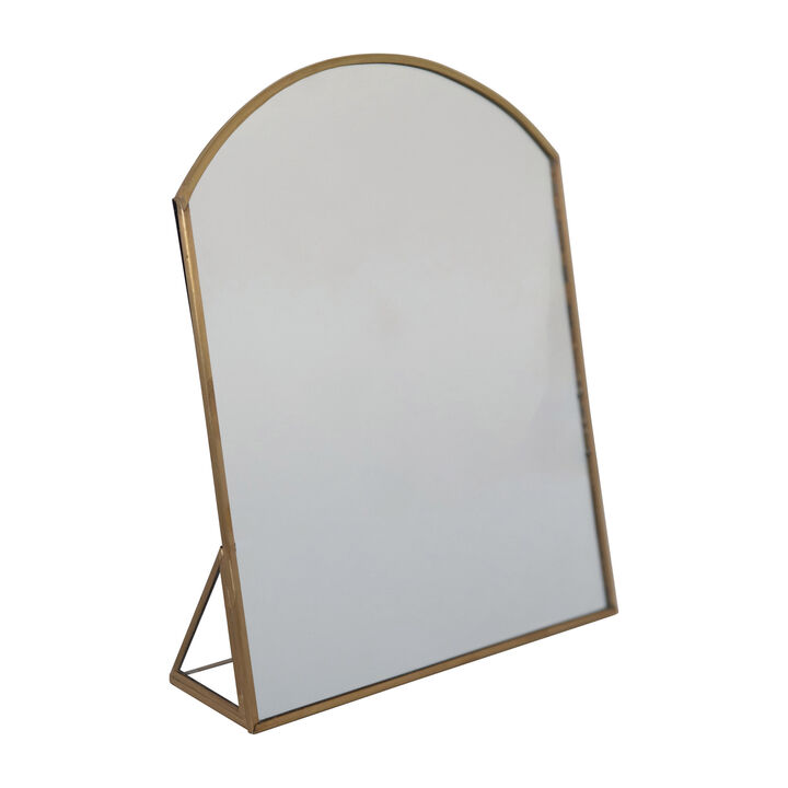 Arched Metal Framed Standing Mirror, Brass
