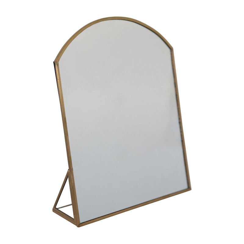 Arched Metal Framed Standing Mirror, Brass image number 0