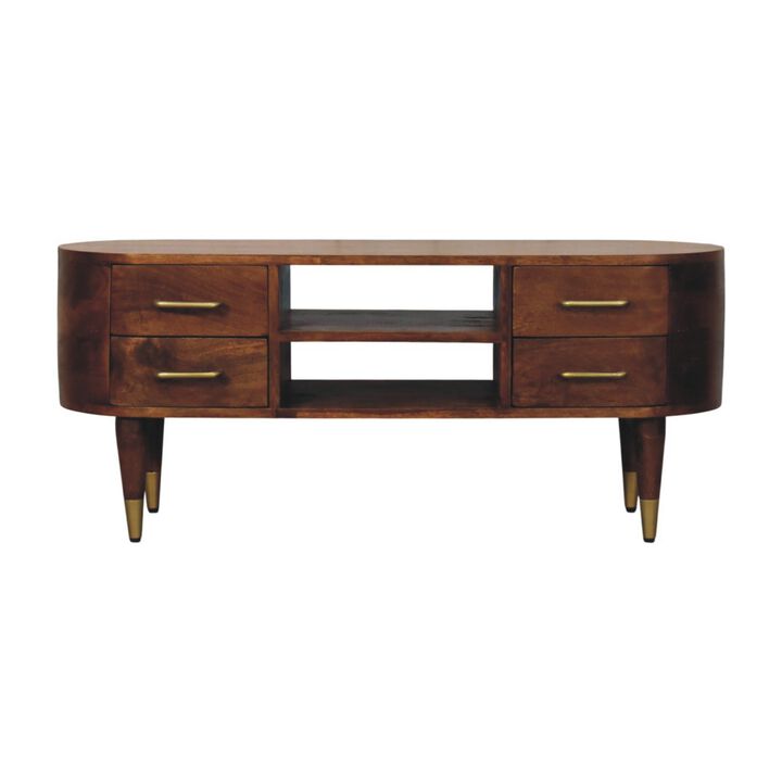 Artisan Furniture Solid Wood Valenza Curved Media Unit, Brown