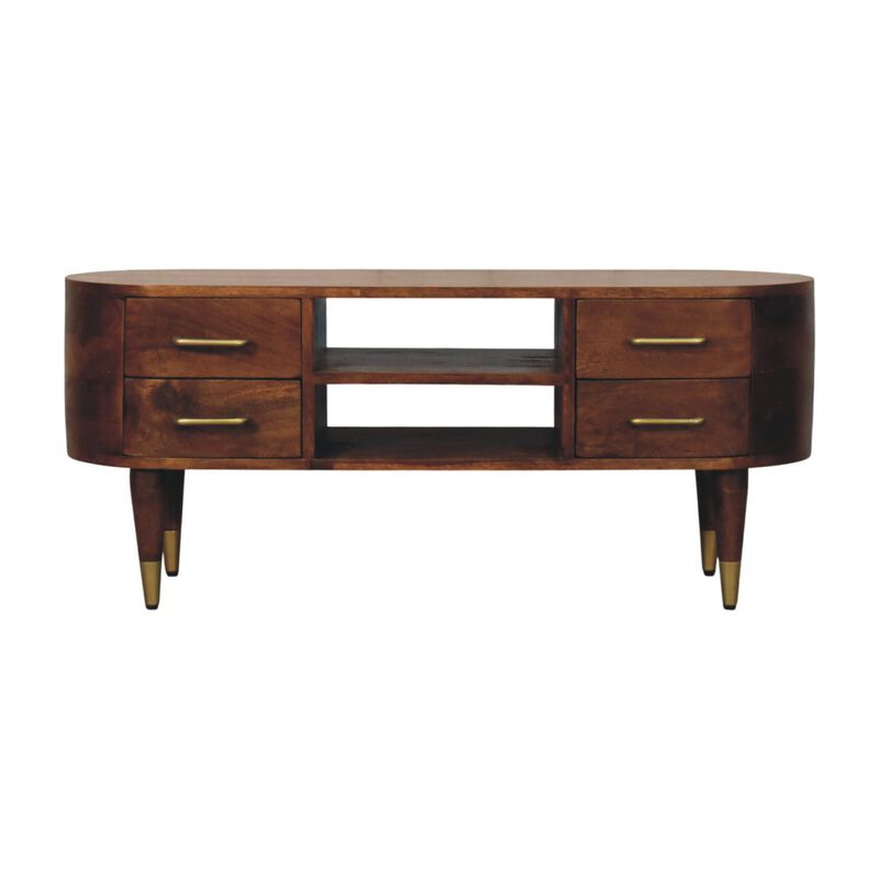 Artisan Furniture Solid Wood Valenza Curved Media Unit, Brown image number 0