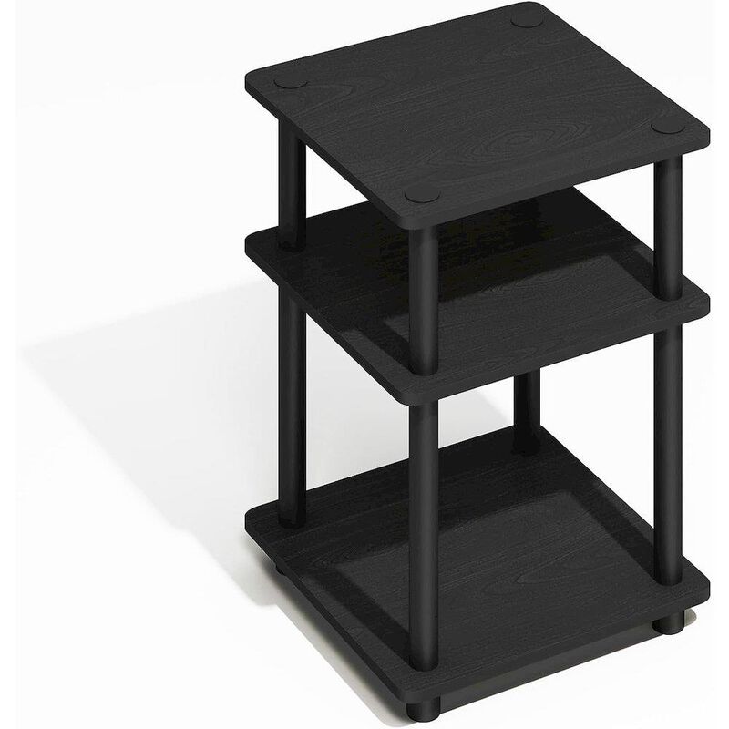 Turn-N-Tube End Table, Side Table with Shelf, Darkwood