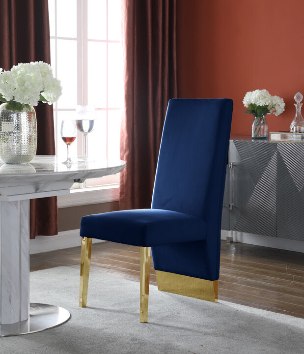 Meridian Furniture Porsha Navy Velvet Dining Chair, Set of 2