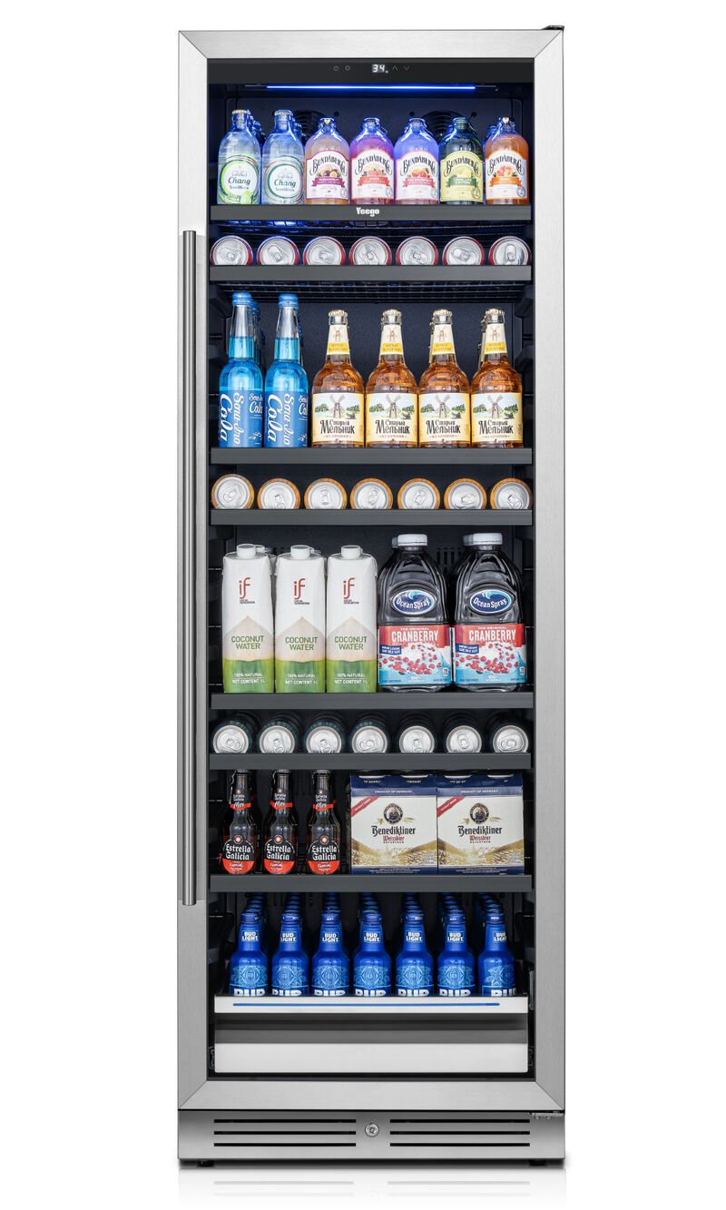 24 inch Beverage Refrigerator fridge,Freestanding or Built-In 373 Cans Beverage cooler with Glass Door for Home,Bar image number 0