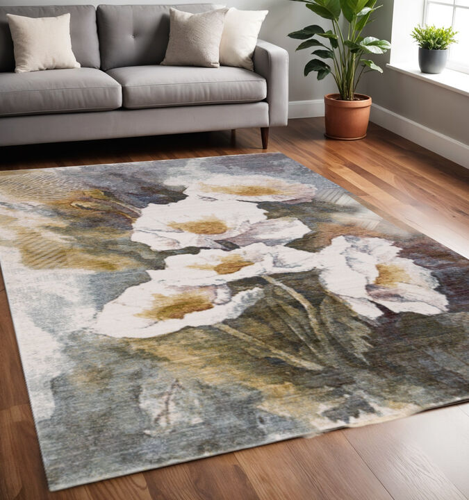 HomeRoots Botanical Leaves Area Rug