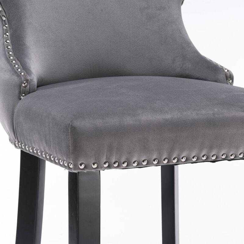 Streamdale Gray Velvet Wingback Bar Stools, Set of 2 image number 7
