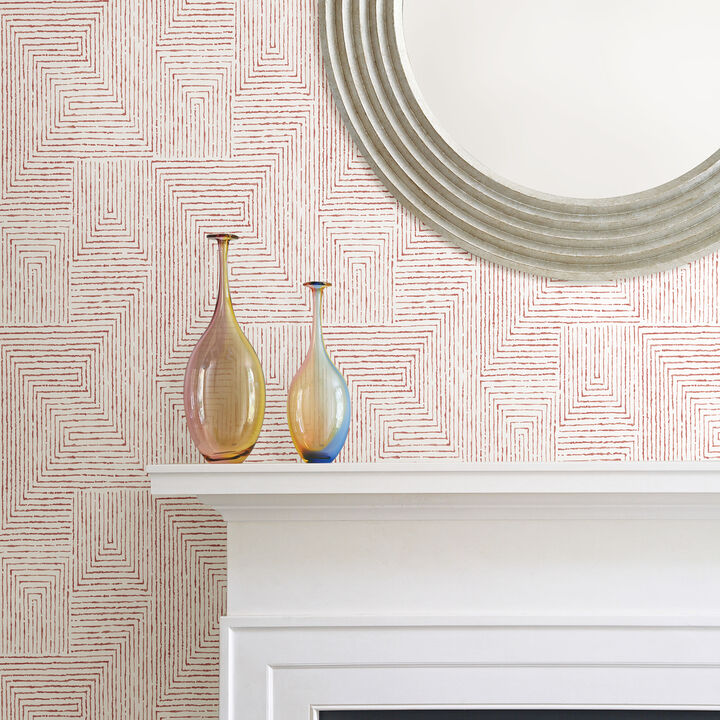 Merritt Red Geometric Wallpaper