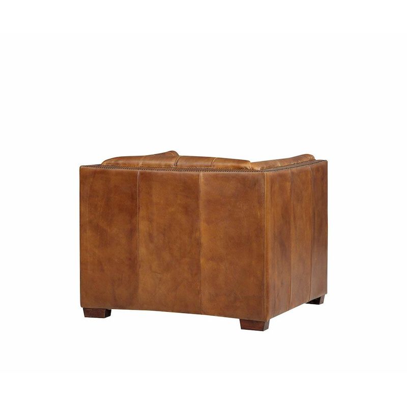 Crafters and Weavers Tuxedo Leather Arm Chair - Light Brown