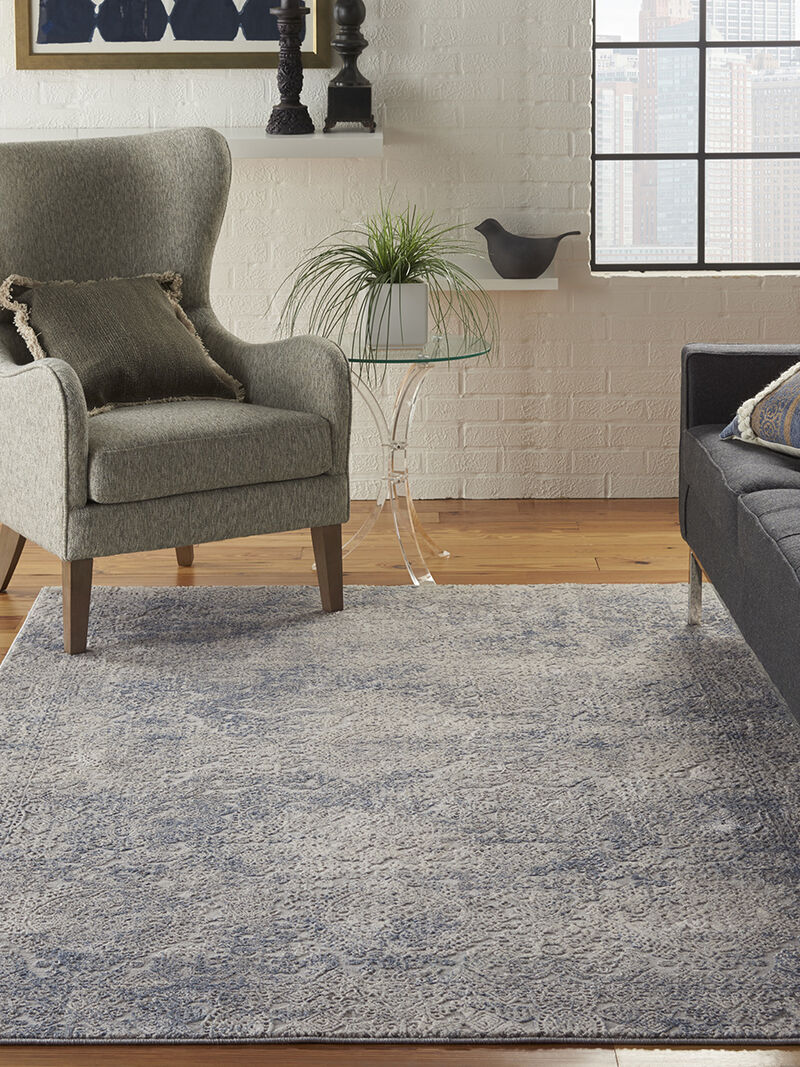 Rustic Textures RUS09 Ivory/Light Blue 3'11" x 5'11" Rug