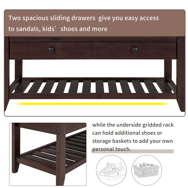 Streamdale Multipurpose Entryway Bench with Seat and Drawers (Espresso) image number 6