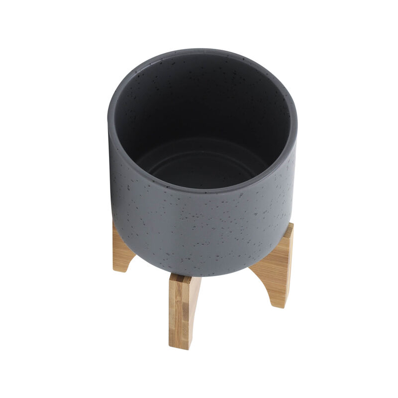 5" Planter W/ Wood Stand image number 3