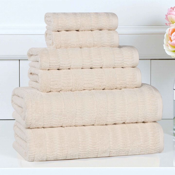 Viscose Cotton Blend Ribbed Bath Towel Set for Bathroom Decor