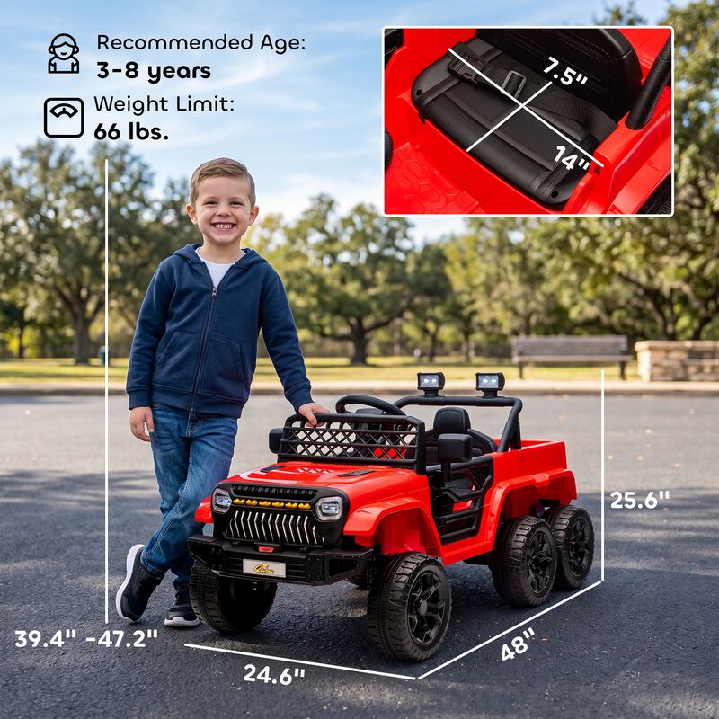 BreeBe 12V 4x4 Kids Electric Car w/ 2WD/4WD Switchable, Remote Control, Spring Suspension System, Back Trailer image number 2