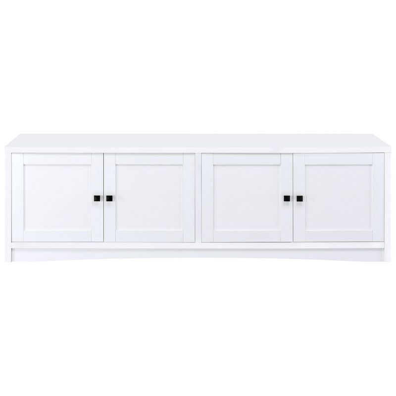 Donna TV Stand Media Cabinet with 4 Doors, White Melamine 78 Inch