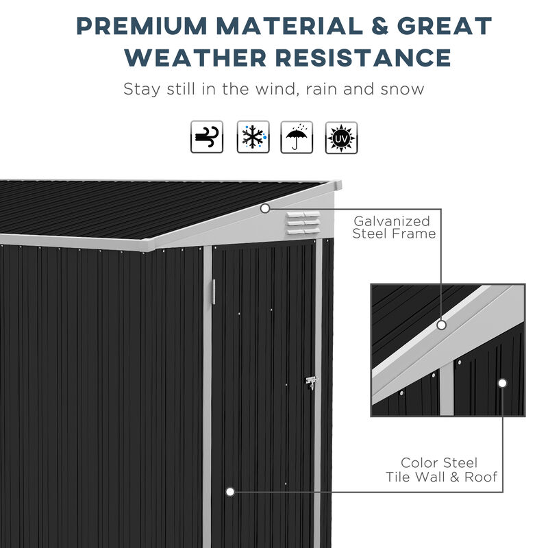 Hivvago 4' x 8' Lean-To Metal Garden Shed image number 4