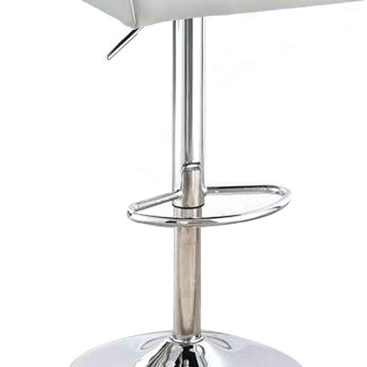 Adjustable Barstool with Rolled Button Tufted Back, Set of 2, White-Benzara