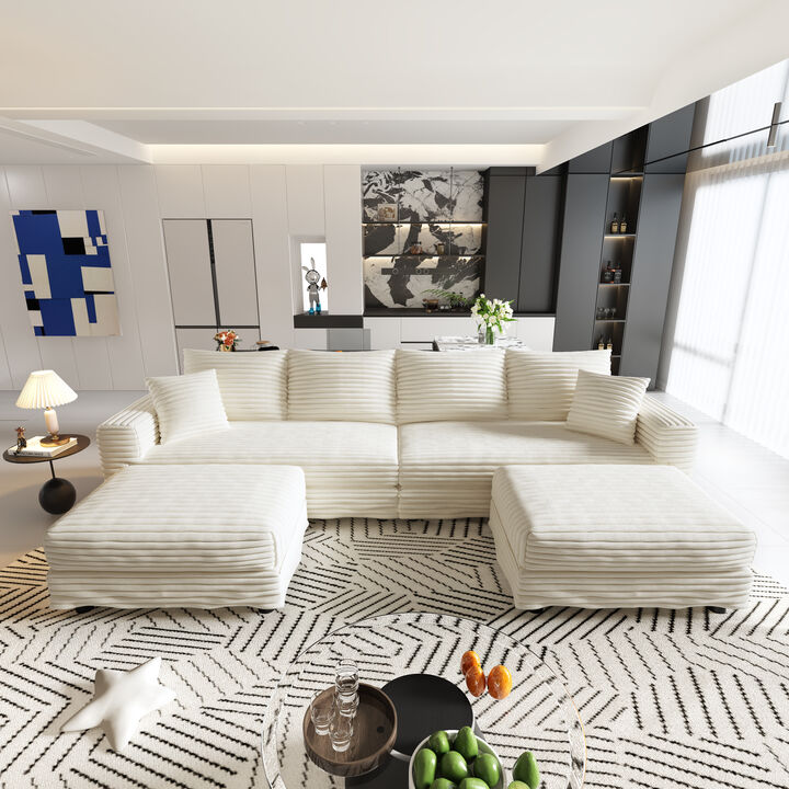 Merax 4-Seat Cloud Sofa with Movable Ottoman