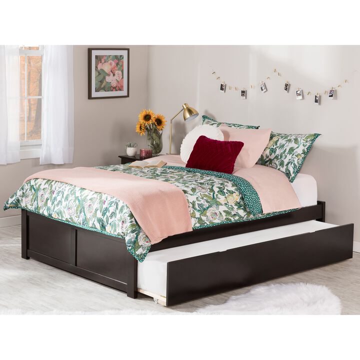 Concord Queen Bed with Footboard and Twin Extra Long Trundle in Espresso