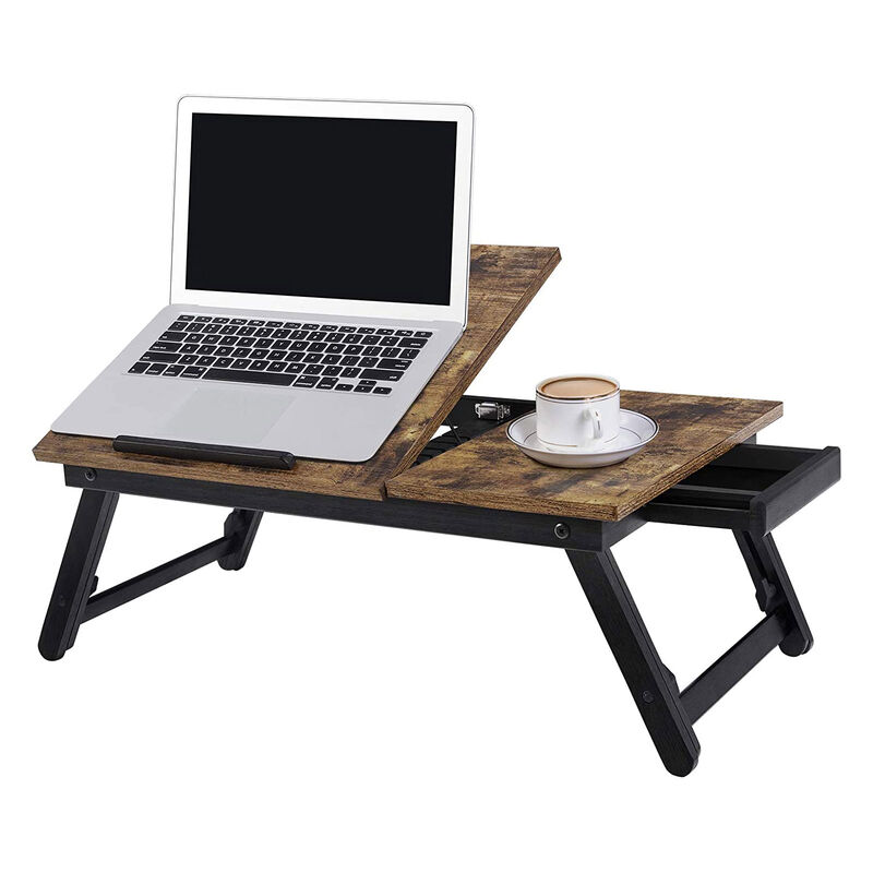 Adjustable Laptop Desk for Bed or Sofa - Tilting Top and Height Adjustable Folding Legs, Fits Up to 15.6-Inch Screens
