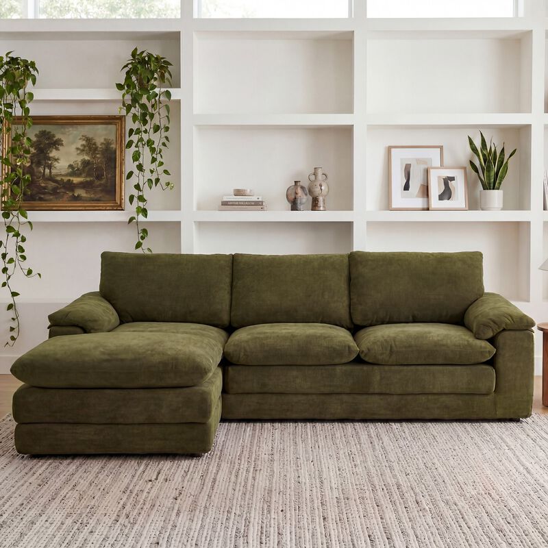Babvur L Shape Chenille Sectional Sofa image number 1