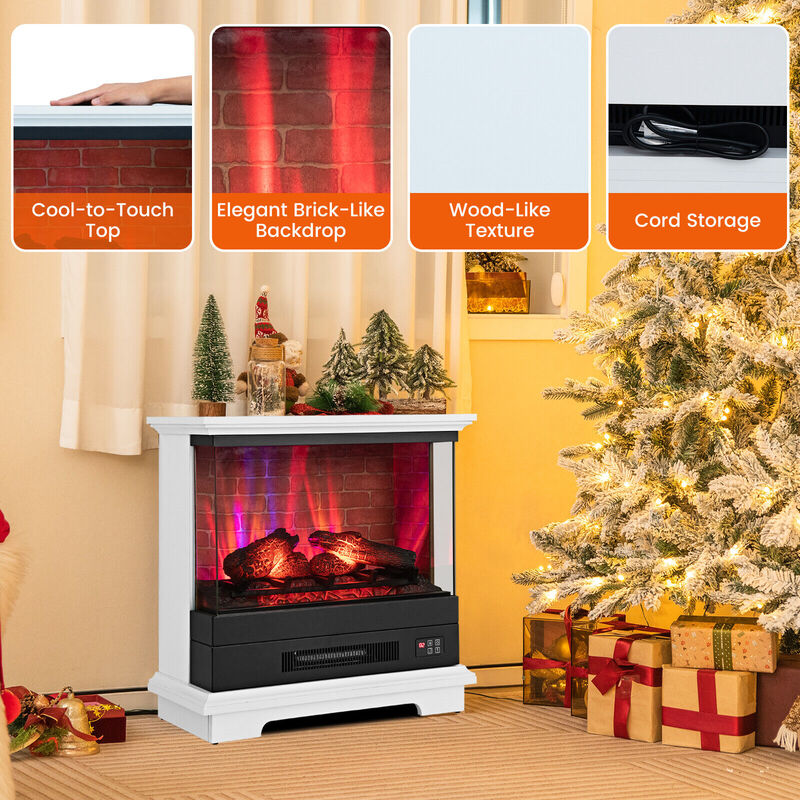 27 Inch Freestanding Fireplace with Remote Control
