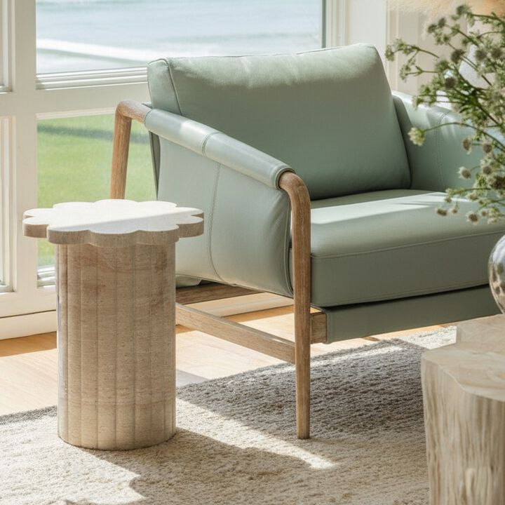 Blossom Faux Travertine Indoor/Outdoor Concrete Side Table