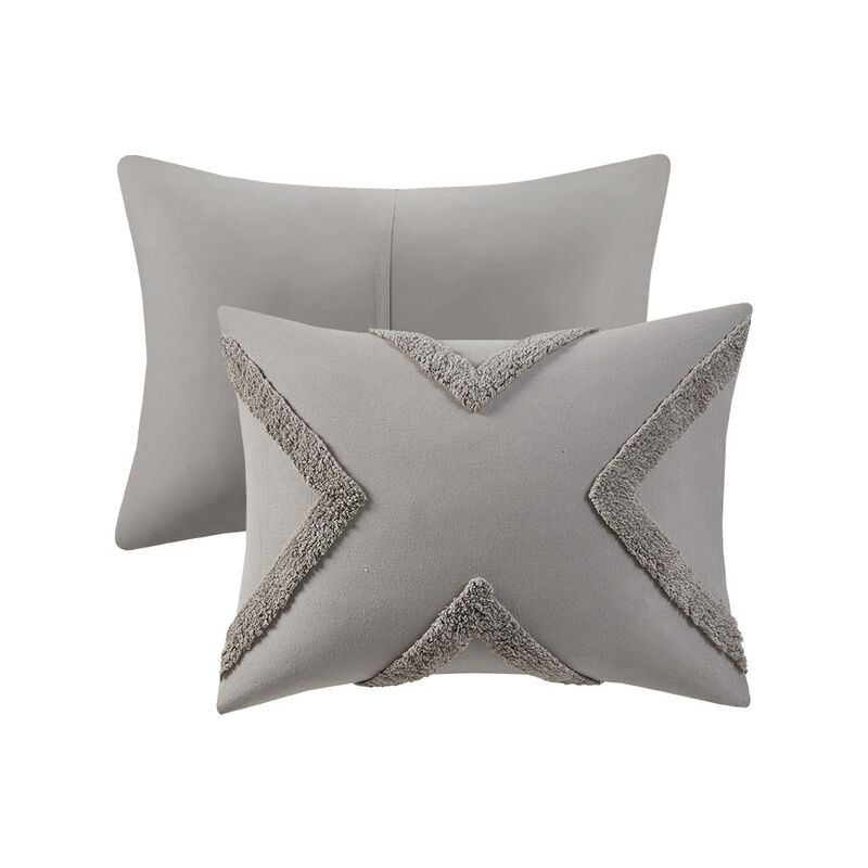 Gracie Mills Solange Modern Geometric Cotton Chenille Duvet Cover Set