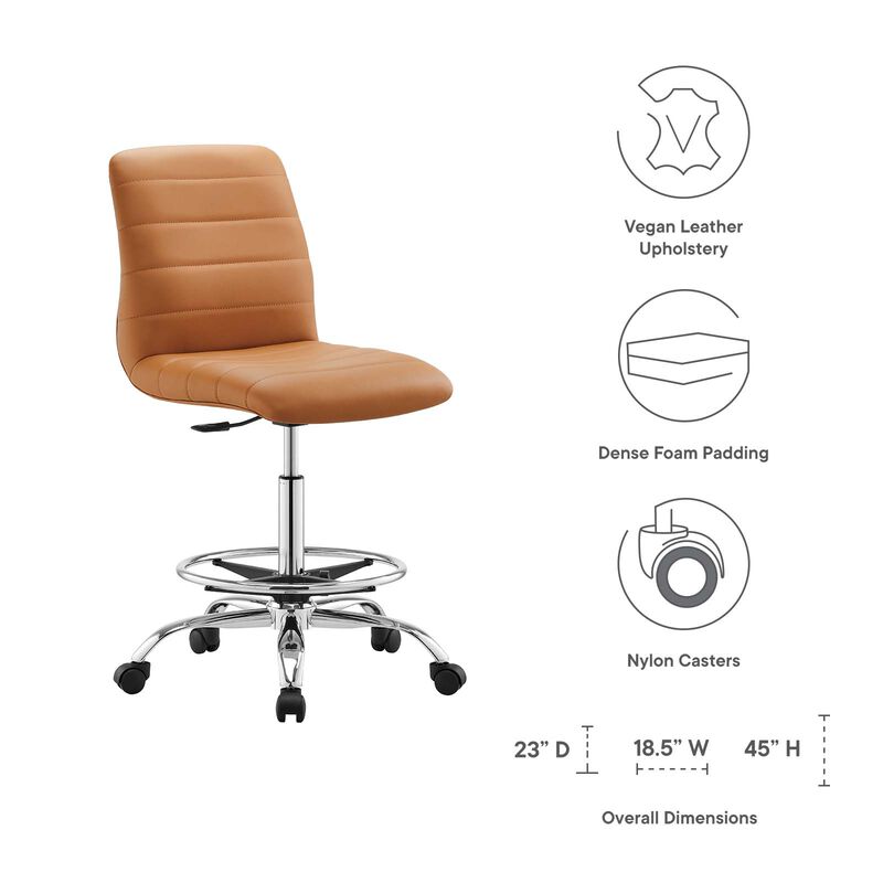 Modway Furniture - Ripple Armless Vegan Leather Drafting Chair image number 7