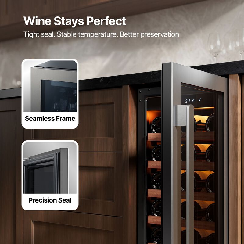 Wine Fridge 15 Inch Wine Refrigerator,33-bottle Wine cooler,40-65&deg;F,3 color LED,built-in/freestanding ,For Home Bar image number 3