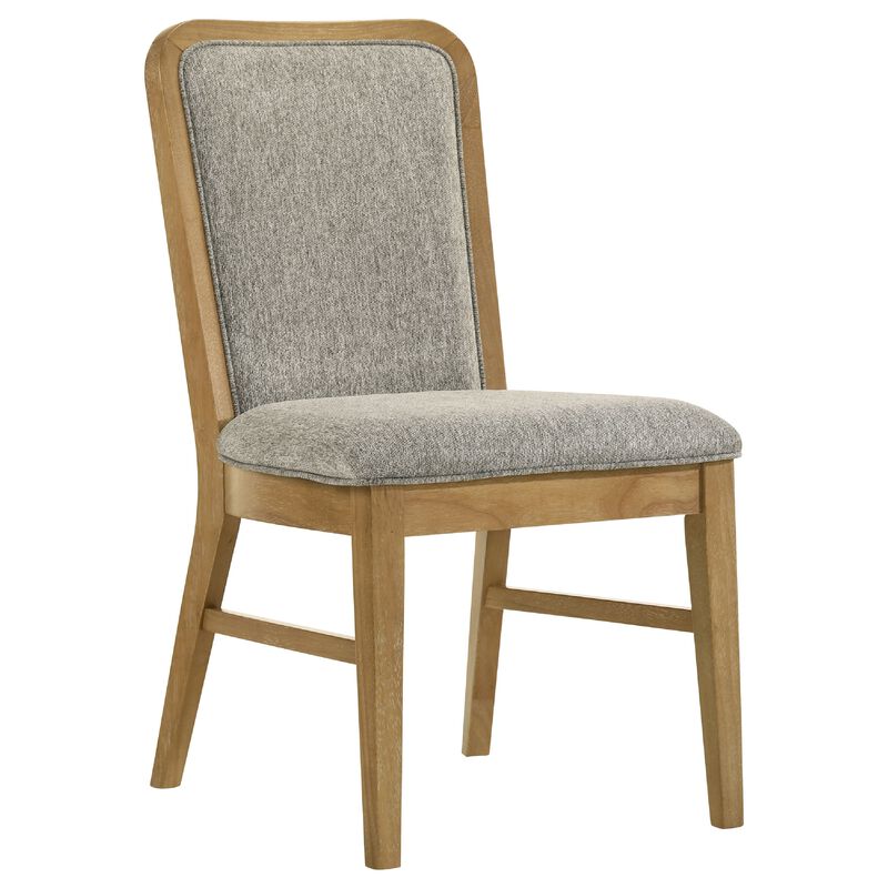 Elora Dining Side Chair, Set of 2, Gray Fabric, Weathered Natural Wood image number 2