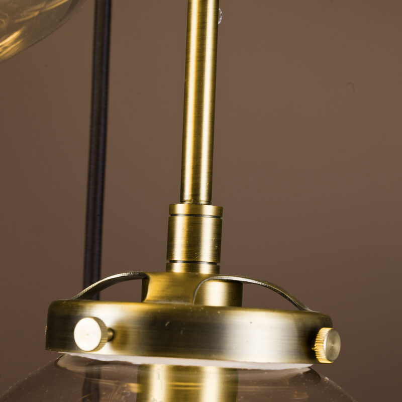 5-Light Antique Gold Staircase Modern Chandelier Foyer Pendant With Clear Globe Bubble Glass Accents image number 3