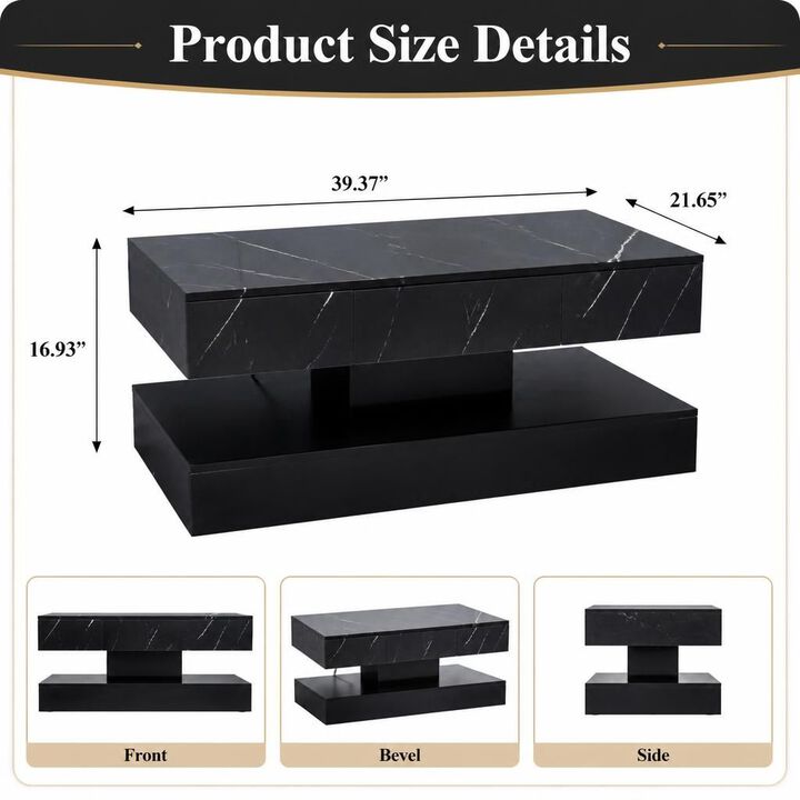 GOODSILO Modern LED Coffee Table with Remote RGB Lighting, Built-in Storage Drawer for Living Room, Bedroom and Office Durable Living Room Furniture