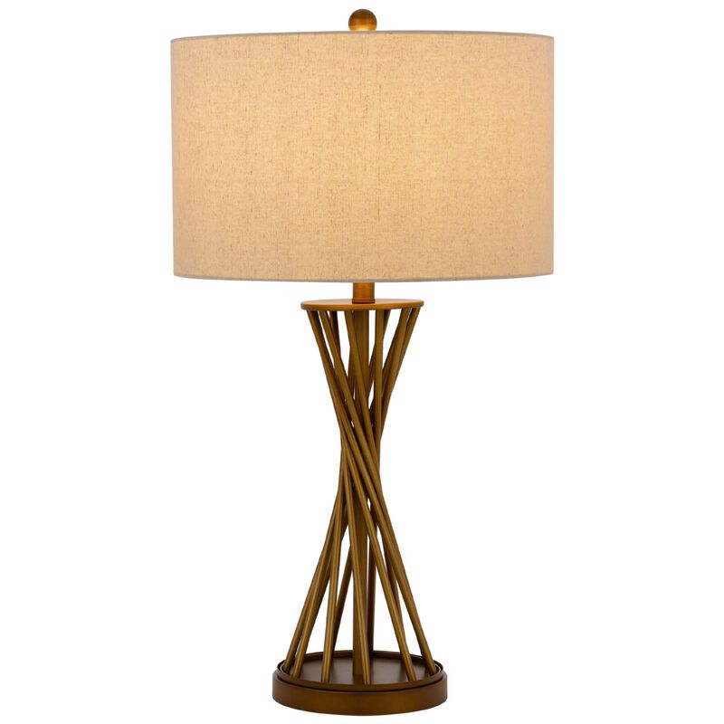 Table Lamp, Twisted Hourglass Gold Base, Light Brown Shade, 31 Inch image number 2