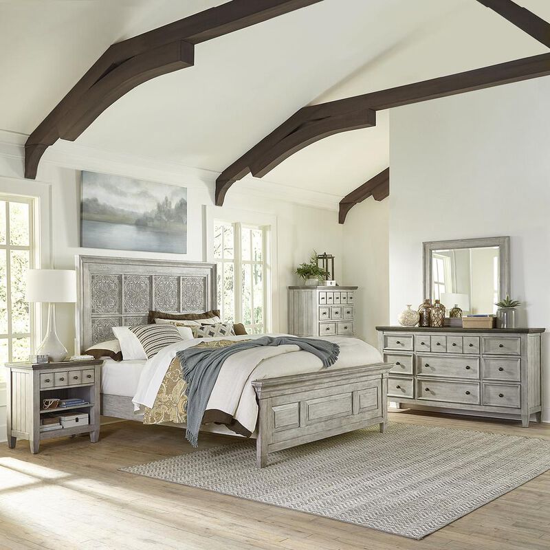 Liberty Furniture Heartland Optional King Panel Bed in Antique White w/ Tobacco Top image number 2