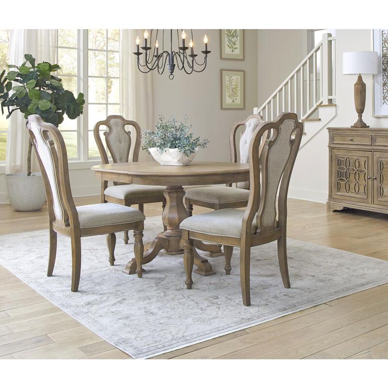 Liberty Furniture Magnolia Manor 5 Piece Pedestal Table Set - Weathered Bisque in Weathered Bisque image number 1