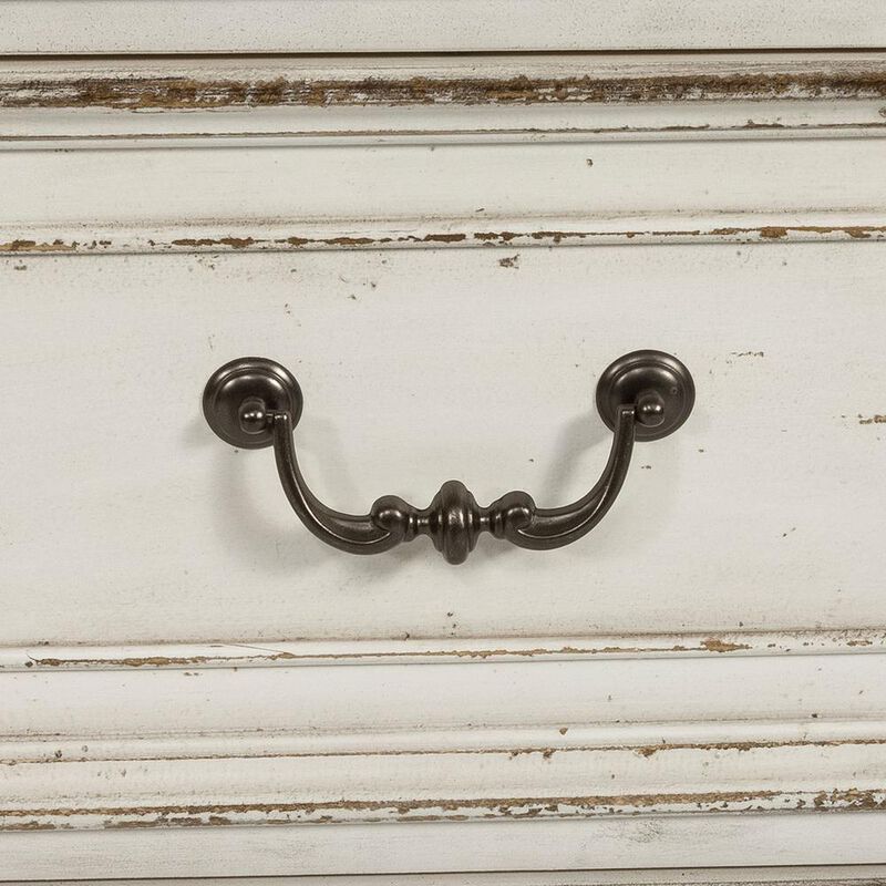 Liberty Furniture Magnolia Manor 3 Drawer Bedside Chest w/ Charging Station in Antique White image number 6