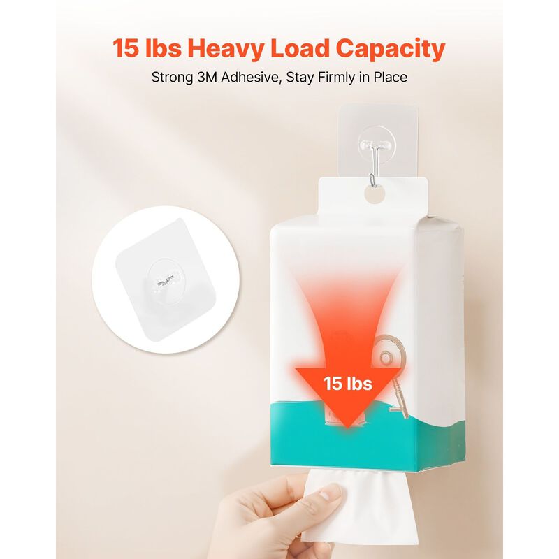 12 Pack Sticky Wall Hooks Heavy Duty for Towels Coats Keys Bathroom Kitchen-Transparent image number 4