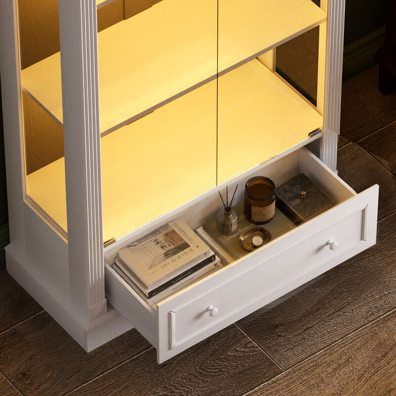 Kinhel 70.9" tall arched glass doors display cabinet image number 8