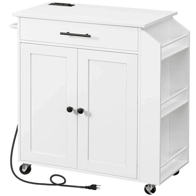 Rolling Kitchen Island Cart with Power Outlet, Drawers and Spice Rack image number 0