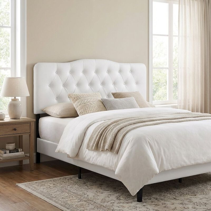 Upholstered Vinyl Full Headboard with Durable Padding and Classic Design image number 3