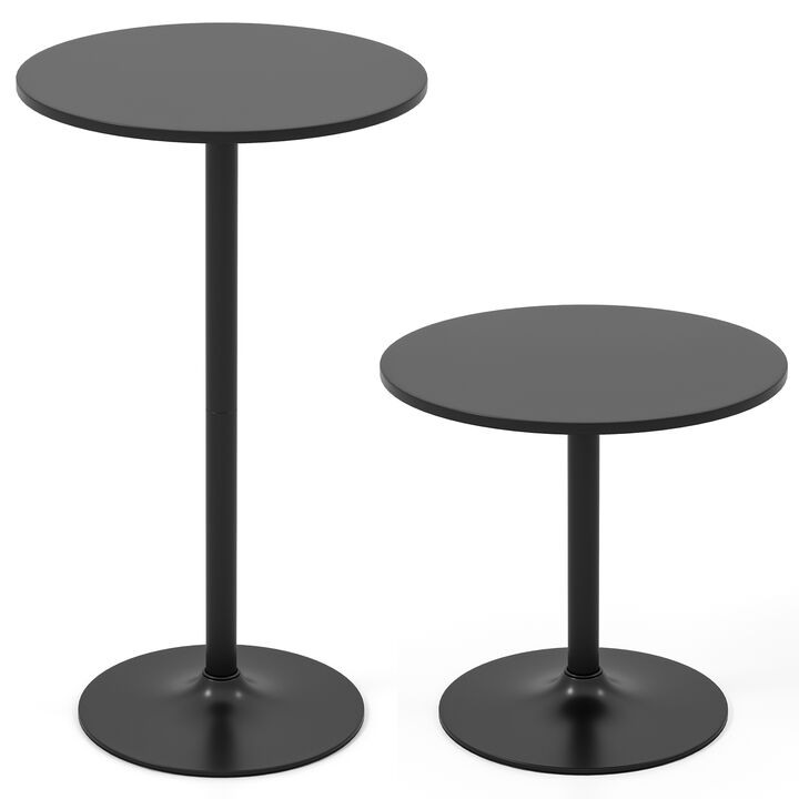 Modern Round Cocktail Table with Metal Base and MDF Top – Stylish Coffee Table for Living Room-Set of 2