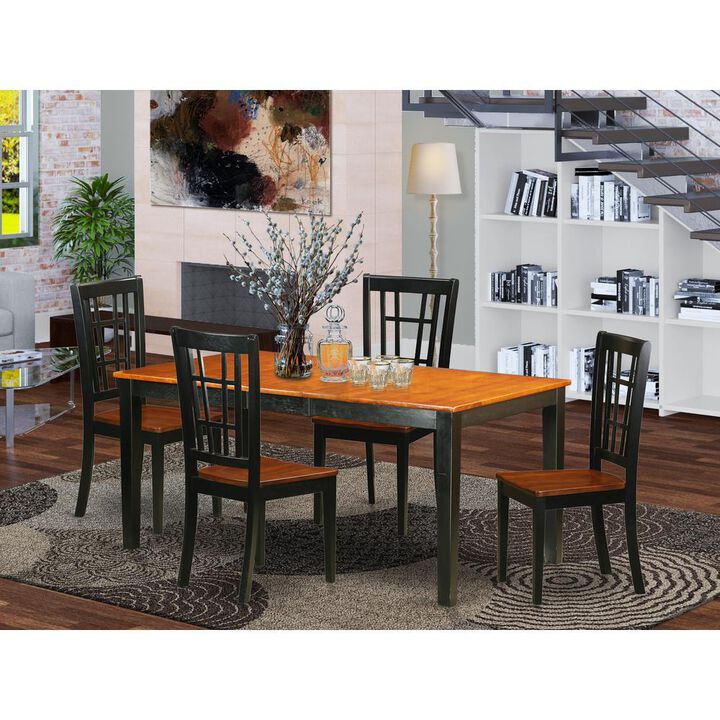 5 Pc Dining room set-Table with Leaf Plus 4 Chairs for Dining room