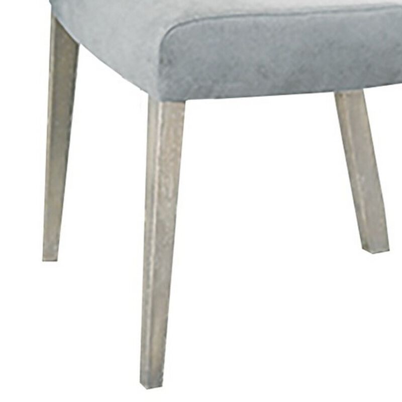 Romy Dining Chairs, Set of 2, Open Back, Natural Wood Grain, Gray Fabric