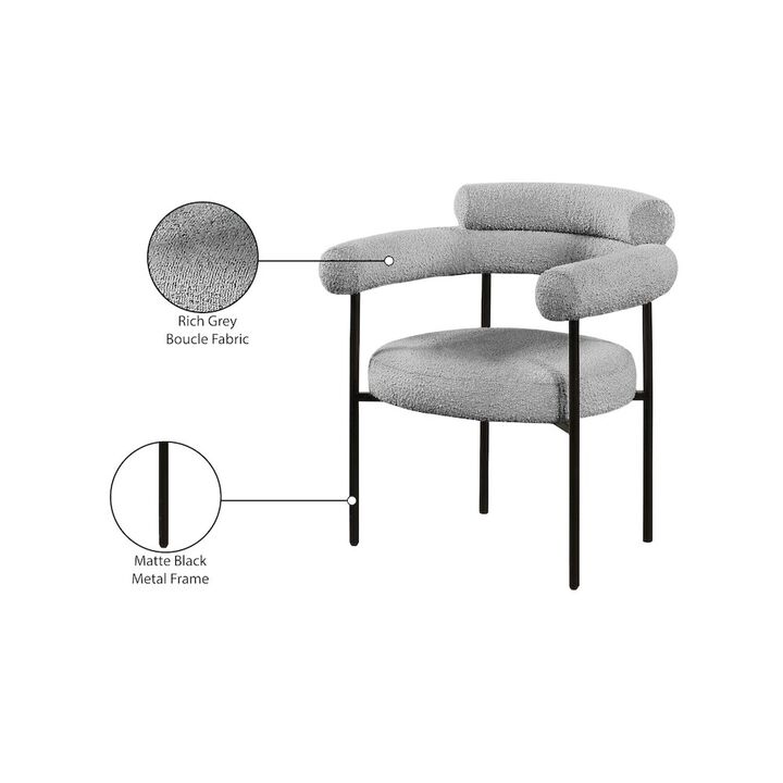 Meridian Furniture Blake Grey Boucle Fabric Dining Chair, Set of 2