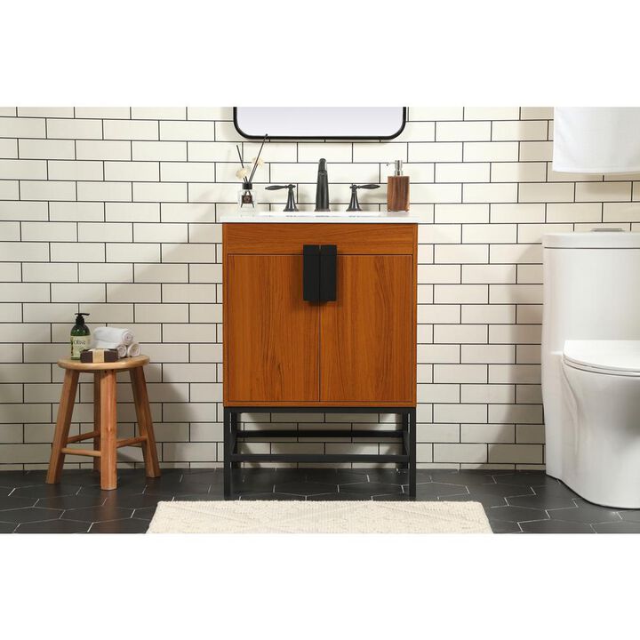 Elegant Kitchen and Bath 24 inch Single bathroom vanity in teak
