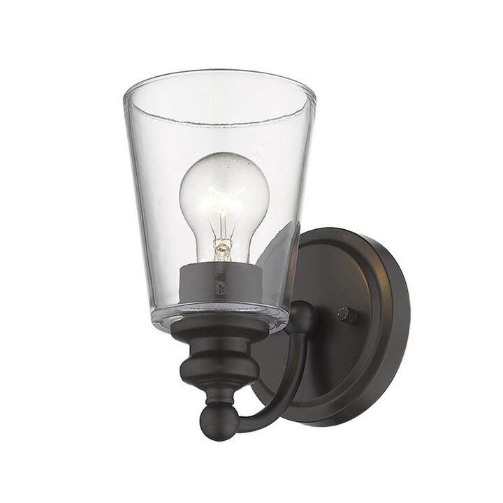 Hivvago One Light Antique Bronze Glass Shade Wall Sconce