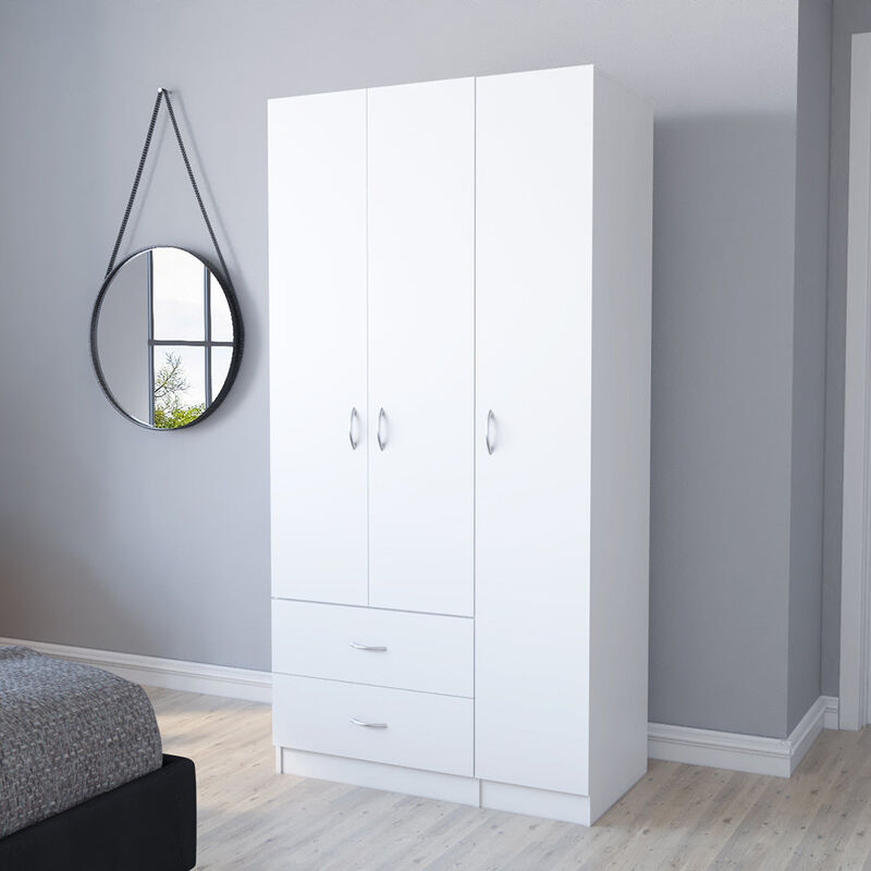 Three Door Armoire Clark, Bedroom, White