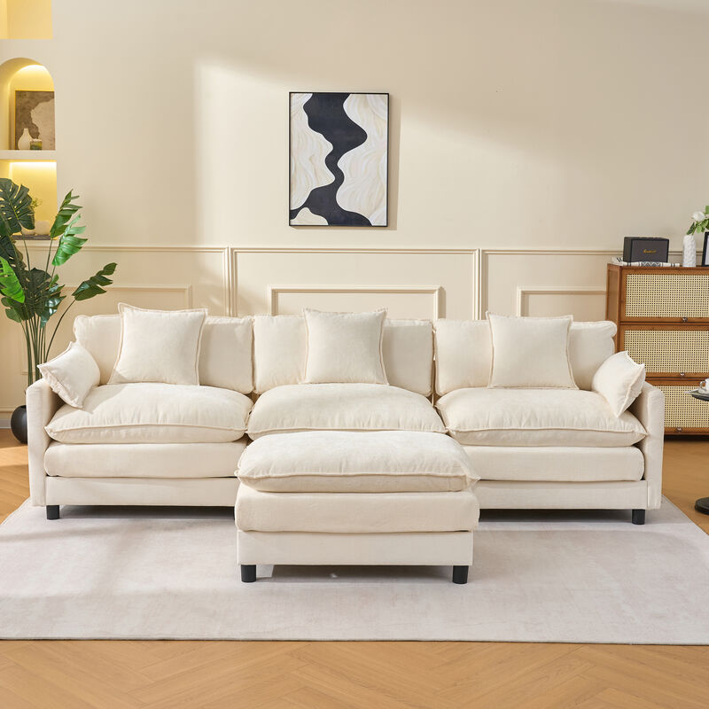 TATEUS 4-Seat L Shaped Modern Sofa Modular Sectional